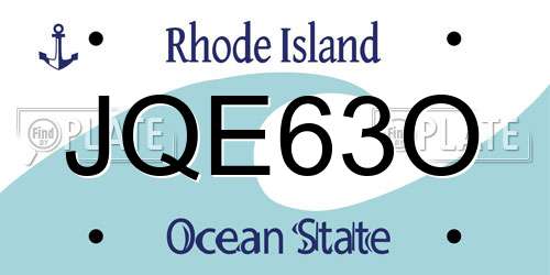 JQE63O Rhode Island License Plate