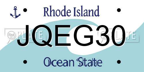 JQEG30 Rhode Island License Plate