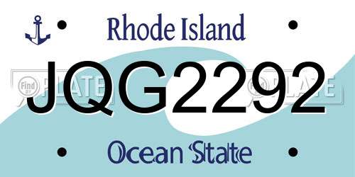 JQG2292 Rhode Island License Plate