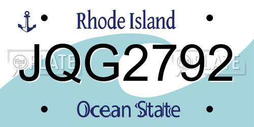 JQG2792 Rhode Island License Plate