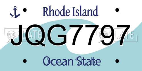 JQG7797 Rhode Island License Plate