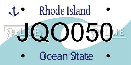 JQO050 Rhode Island License Plate