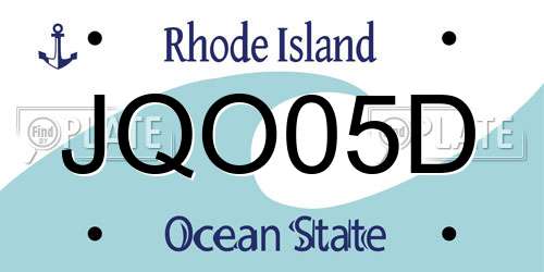 JQO05D Rhode Island License Plate