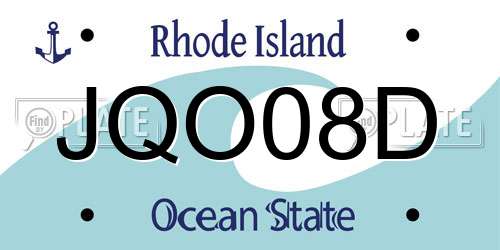 JQO08D Rhode Island License Plate