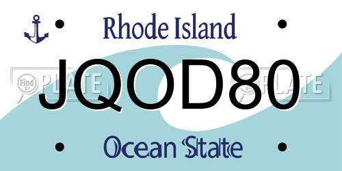 JQOD80 Rhode Island License Plate