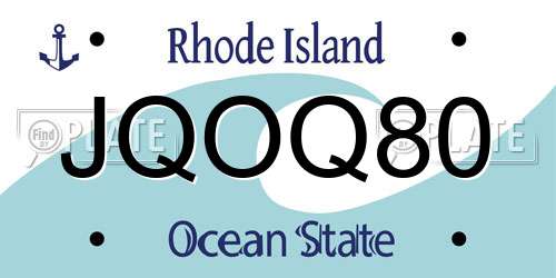 JQOQ80 Rhode Island License Plate