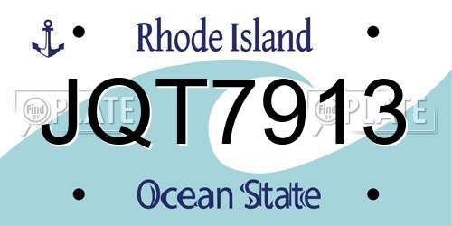 JQT7913 Rhode Island License Plate