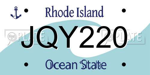 JQY220 Rhode Island License Plate