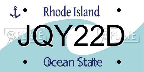 JQY22D Rhode Island License Plate