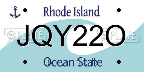 JQY22O Rhode Island License Plate