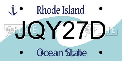JQY27D Rhode Island License Plate