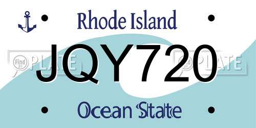 JQY720 Rhode Island License Plate