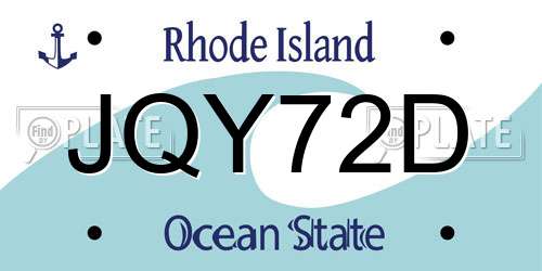 JQY72D Rhode Island License Plate