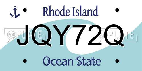 JQY72Q Rhode Island License Plate