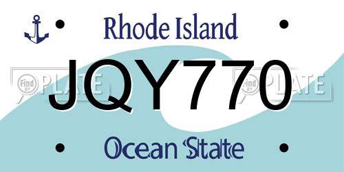 JQY770 Rhode Island License Plate
