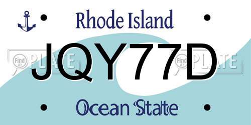 JQY77D Rhode Island License Plate