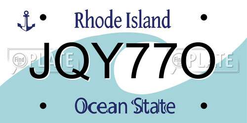 JQY77O Rhode Island License Plate