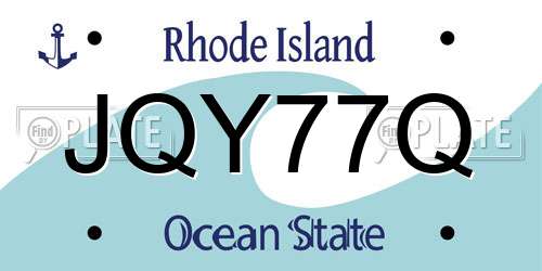 JQY77Q Rhode Island License Plate