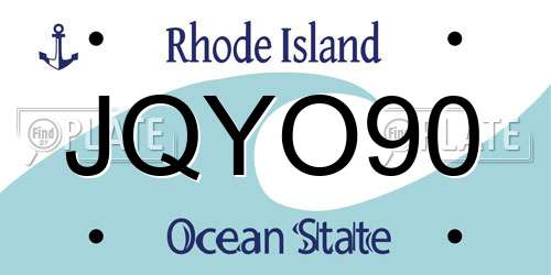 JQYO90 Rhode Island License Plate