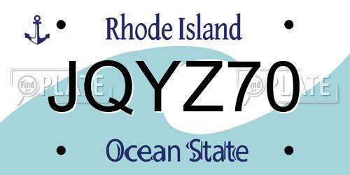 JQYZ70 Rhode Island License Plate