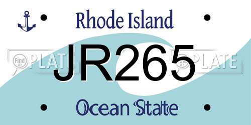JR265 Rhode Island License Plate