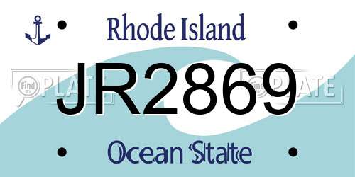 JR2869 Rhode Island License Plate