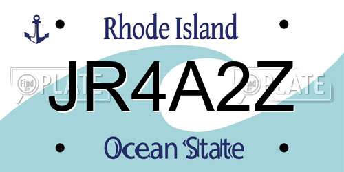 JR4A2Z Rhode Island License Plate