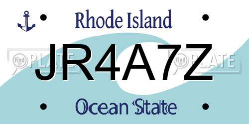 JR4A7Z Rhode Island License Plate