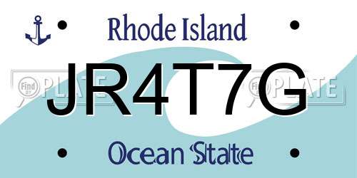 JR4T7G Rhode Island License Plate