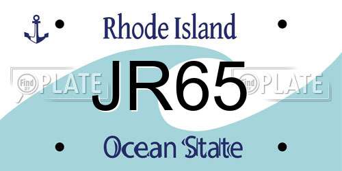 JR65 Rhode Island License Plate