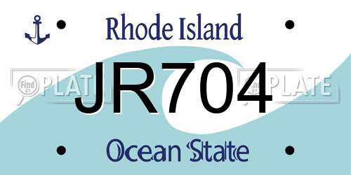 JR704 Rhode Island License Plate