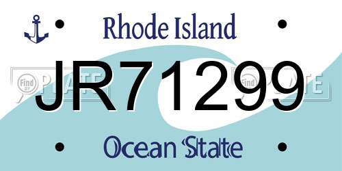 JR71299 Rhode Island License Plate