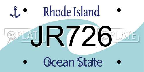 JR726 Rhode Island License Plate