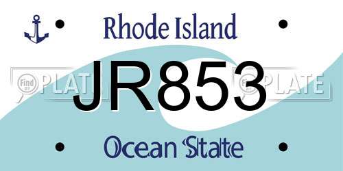 JR853 Rhode Island License Plate