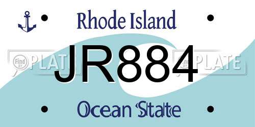 JR884 Rhode Island License Plate