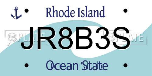 JR8B3S Rhode Island License Plate