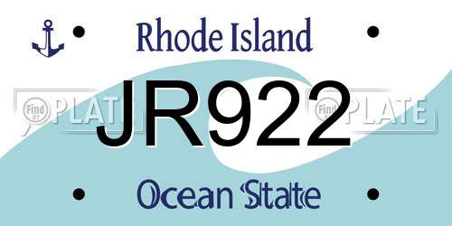 JR922 Rhode Island License Plate