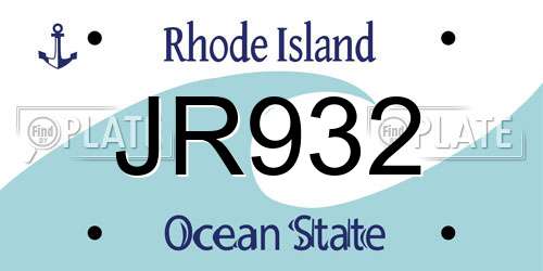 JR932 Rhode Island License Plate