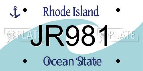 JR981 Rhode Island License Plate