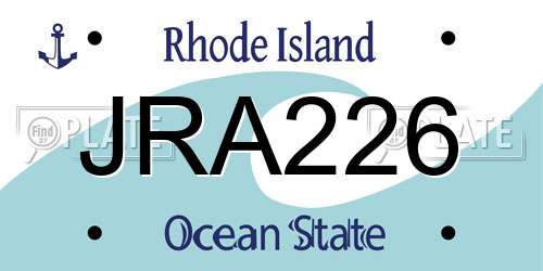 JRA226 Rhode Island License Plate
