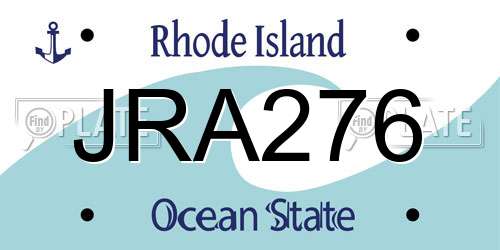 JRA276 Rhode Island License Plate