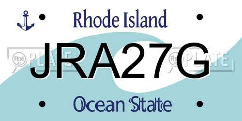 JRA27G Rhode Island License Plate
