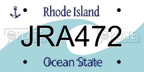 JRA472 Rhode Island License Plate