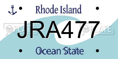 JRA477 Rhode Island License Plate