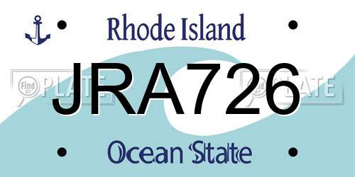 JRA726 Rhode Island License Plate