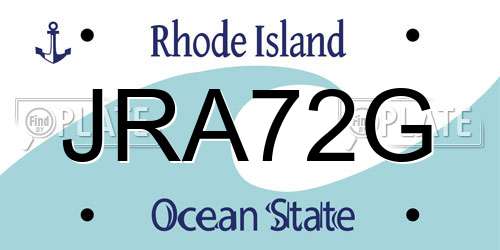 JRA72G Rhode Island License Plate
