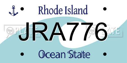 JRA776 Rhode Island License Plate