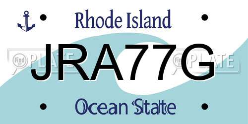 JRA77G Rhode Island License Plate