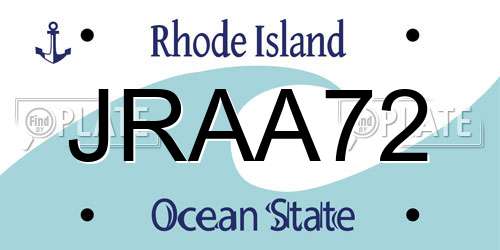 JRAA72 Rhode Island License Plate