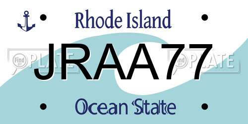 JRAA77 Rhode Island License Plate